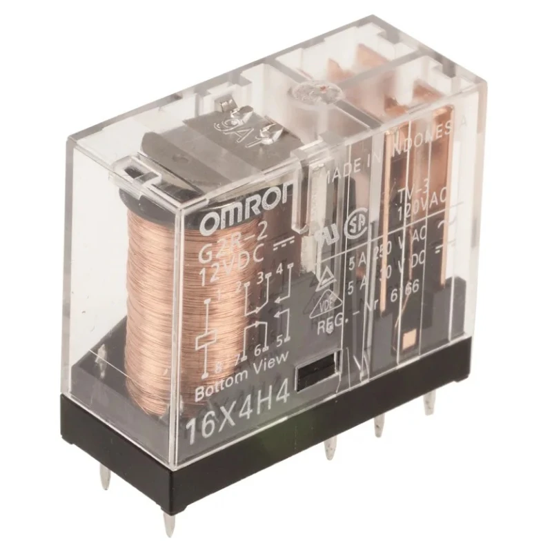 Omron PCB Power Relay 12V DC Coil 5A Switching Current DPDT G2R-2 DC12