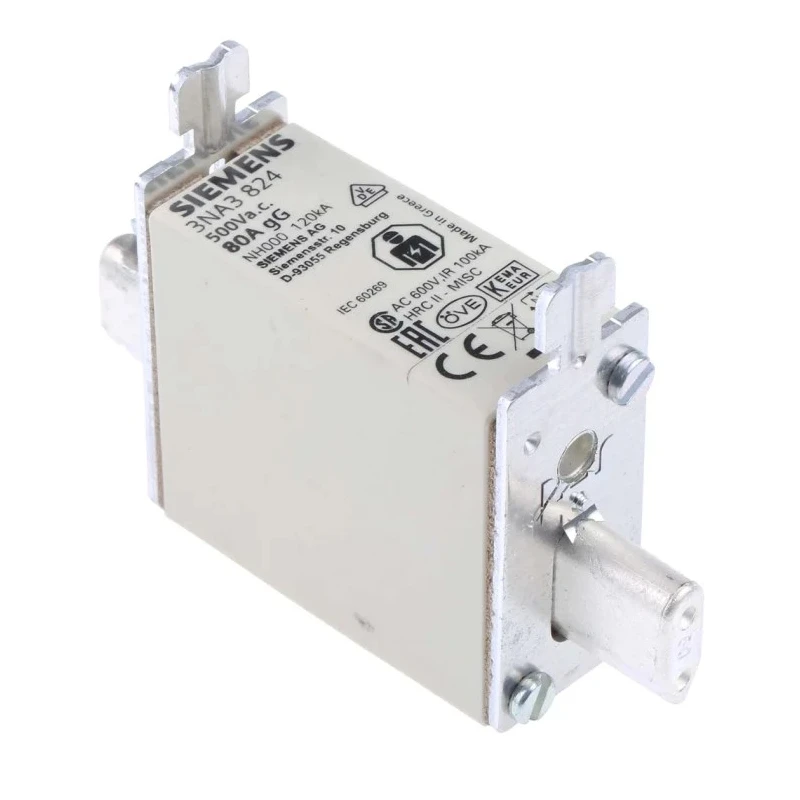 Siemens NH Fuse 80A Current Rating 500V AC Voltage NH000 Fuse Size High Rupture Capacity 