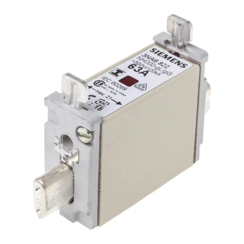 Siemens 63A NH Fuse NH000 500V AC High Rupture Capacity Tag Fuse 