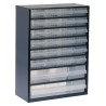 Raaco Drawer Storage Unit 28 Steel Frame with Polypropylene Transparent Drawers Blue 417mm x 306mm x 150mm 137492