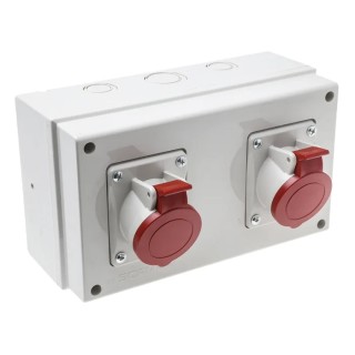 Scame Industrial Power Socket 16A 415V IP44 Red Surface Mount 3P+PE Series 671 MPN 