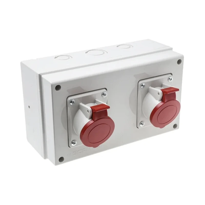 Scame Industrial Power Socket 16A 415V IP44 Red Surface Mount 3P+PE Series 671 MPN 