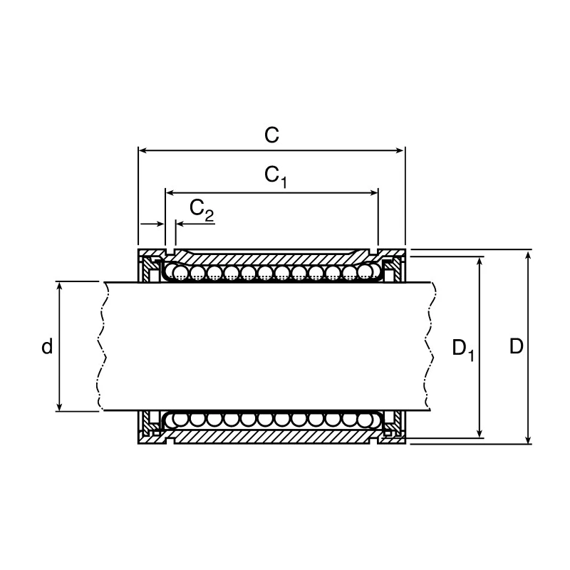 Bosch Rexroth Bearing with 75 mm Outer Diameter, Polyacetal Material, Static Load Rating 8280N R060205010