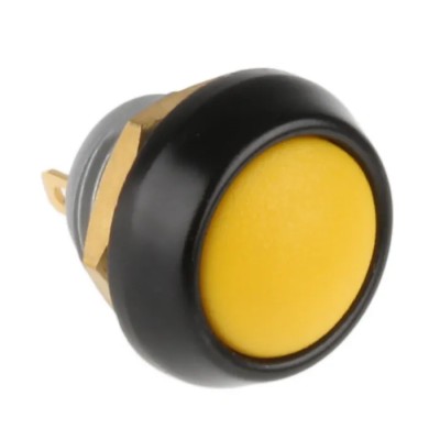 ITW Switches 59 Series Miniature Momentary Push Button Switch, Panel Mount, Yellow Actuator, 13.6 mm Cutout, SPST 59-115