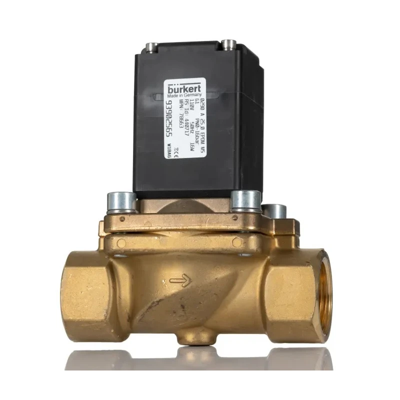 Burkert Solenoid Valve, 2 Port NC, 110V AC, Brass Body, 25mm Orifice, 16 bar Pressure, Series 0290, Model 078663