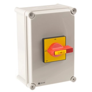RS PRO 6-Pole DIN Rail Isolator Switch, Red Handle, IP65, 40A, 15 kW IP65