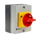 RS PRO 4-Pole DIN Rail Isolator Switch IP65, 25A, 11 kW, 3-Phase, Red Handle, DIN Rail Mount IP65 IP Rating IP65
