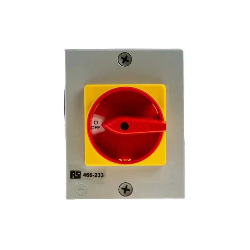 RS PRO 4-Pole DIN Rail Isolator Switch IP65, 25A, 11 kW, 3-Phase, Red Handle, DIN Rail Mount IP65 IP Rating IP65