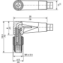 binder Male 3 way Right Angle to Unterminated 4 way Free End Sensor Actuator Cable 2 m 79-3109-32-04