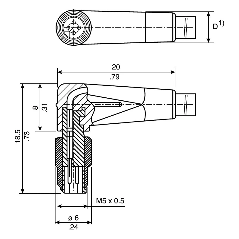 binder Male 3 way Right Angle to Unterminated 4 way Free End Sensor Actuator Cable 2 m 79-3109-32-04