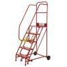 RS PRO Heavy Duty 5 Tread Rubber and Steel Mobile Safety Steps 1.25m Platform Height, Red 412-024