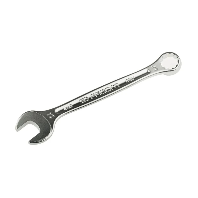 Facom Combination Spanner 24 mm Satin Chrome Alloy Steel 267mm Overall Length 12-Point 15° Offset Angle 440.24