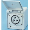 MENNEKES Industrial Wall Mount Socket, Rated 16A, 110V, IP44 Yellow Screw Terminal 3 Pole DIN 18032 