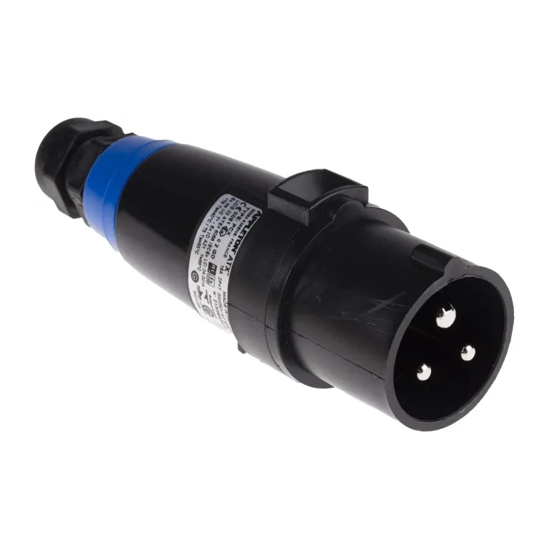 Emerson Appleton Industrial Power Connector 2P+PE Cable Mount IECEx/ATEX IP66 Blue 16A 200, 250V ac 