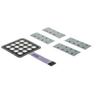 APEM 16 Key Silver Membrane Keypad 4x4 Layout Polycarbonate Actuators AC3561