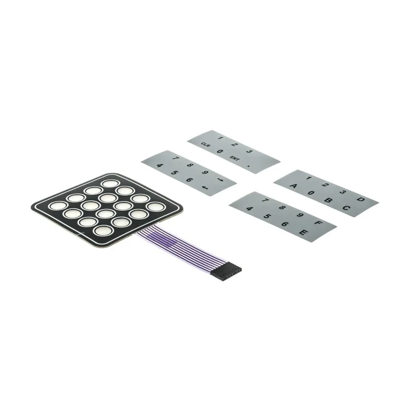 APEM 16 Key Silver Membrane Keypad 4x4 Layout Polycarbonate Actuators AC3561