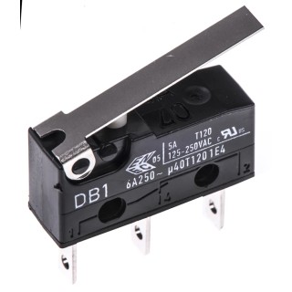 ZF Hinge Lever Micro Switch Tab Terminal 6A 250V ac SPDT IP50 DB1C-B1LC