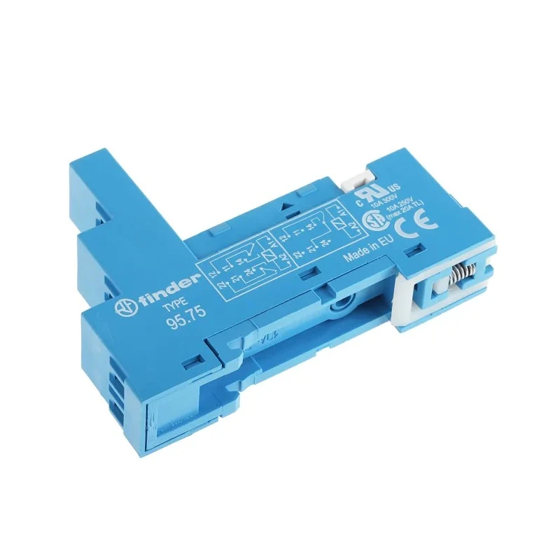 Finder 8 Way 250V AC DIN Rail Relay Socket for 44.52, 44.62, 40.61, 40.52, 40.51 Series Relay 95.75SMA