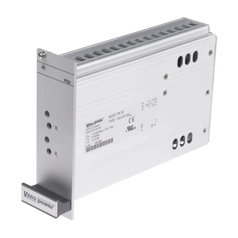 Eplax Switching Power Supply 2 Output 15V, 30W, Rack Mount, Efficiency 80%, Model 116-010015G
