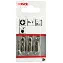 Bosch Screwdriver Bit Set, PZ3 Tip, 1/4 in Hex Drive, 25 mm Length, 3-Piece 2607001562