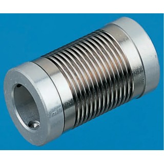 Huco Flexible Nickel Bellows Coupler 12 mm OD, 23 mm Length, Aluminium Hub, Screw Style 321.12.2224