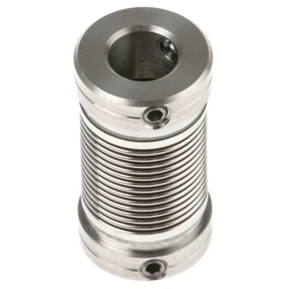 Huco Nickel Bellows Flexible Coupler, 12 mm Outside Diameter, 23 mm Length, Aluminium Hub, Screw Style 321.12.2222