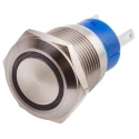 RS PRO Illuminated Momentary Push Button Switch, Panel Mount, 19.2 mm Cutout, SPDT, Blue LED, IP67, 250 V AC 5A 111-3783