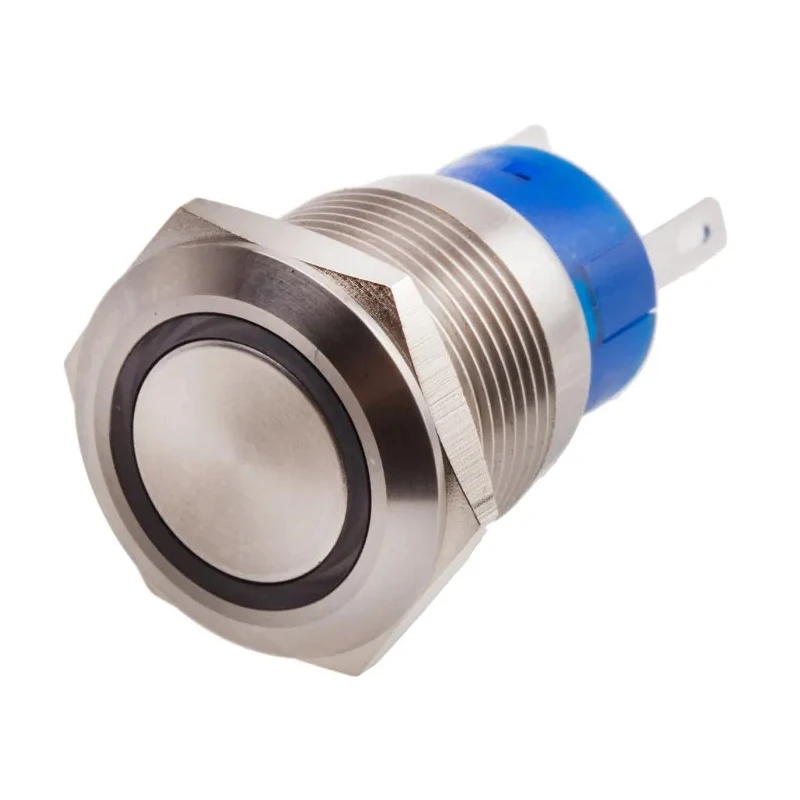 RS PRO Illuminated Momentary Push Button Switch, Panel Mount, 19.2 mm Cutout, SPDT, Blue LED, IP67, 250 V AC 5A 111-3783