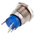 RS PRO Illuminated Momentary Push Button Switch, Panel Mount, 19.2 mm Cutout, SPDT, Blue LED, IP67, 250 V AC 5A 111-3783