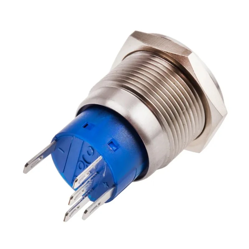 RS PRO Illuminated Momentary Push Button Switch, Panel Mount, 19.2 mm Cutout, SPDT, Blue LED, IP67, 250 V AC 5A 111-3783
