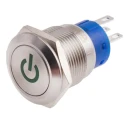 RS PRO Illuminated Push Button Switch, Latching, Panel Mount, 19 mm Cutout, SPDT, Green LED, IP67, 250 V AC 111-3903