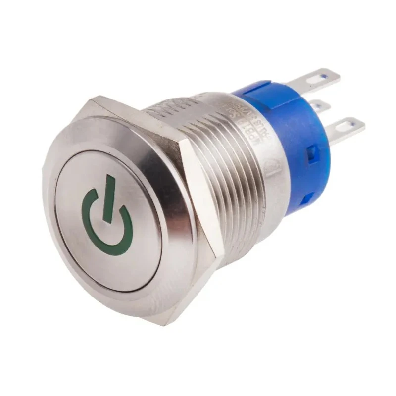 RS PRO Illuminated Push Button Switch, Latching, Panel Mount, 19 mm Cutout, SPDT, Green LED, IP67, 250 V AC 111-3903