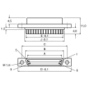 binder 25 Way Straight 1.27 mm Pitch Through Hole D-Sub Connector Female 11-0028-00-25