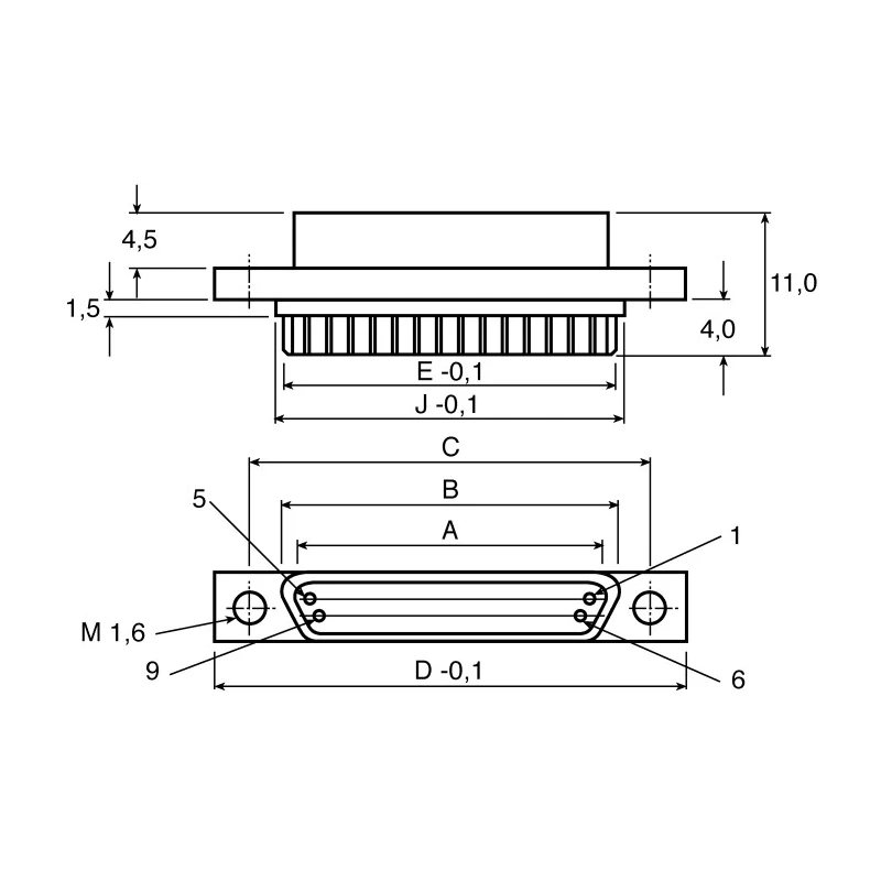 binder 25 Way Straight 1.27 mm Pitch Through Hole D-Sub Connector Female 11-0028-00-25