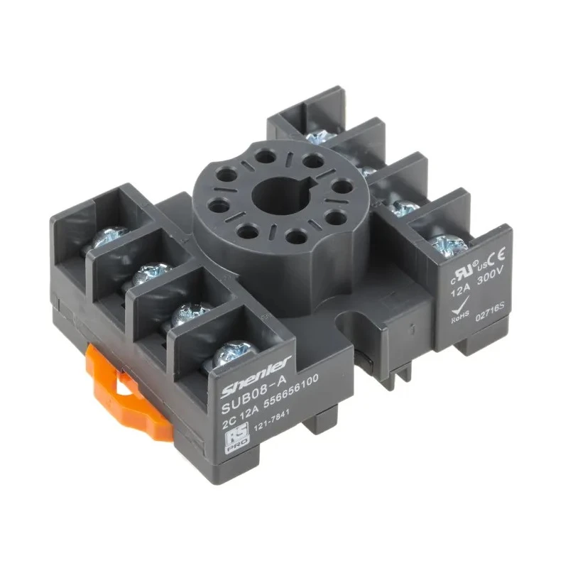 RS PRO 8 Way 300V 15A DIN Rail Mount Relay Socket for use with RS PRO RUB Relays 121-7841