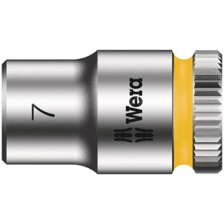 Wera Chrome Vanadium Steel 1/4 in Drive 7 mm 6 Point Hex Socket, 23mm Overall Length 05003506001