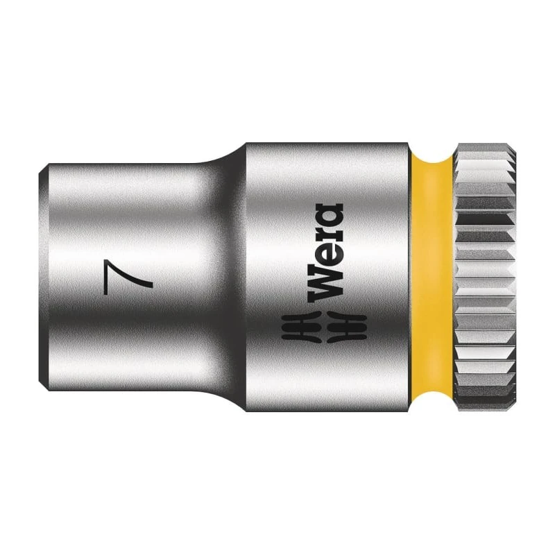 Wera Chrome Vanadium Steel 1/4 in Drive 7 mm 6 Point Hex Socket, 23mm Overall Length 05003506001