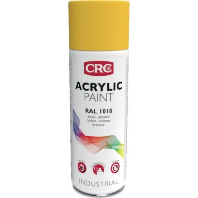 CRC 400 ml Yellow Gloss Acrylic Spray Paint RAL 1018, Fast Drying with UV Resistance 31080