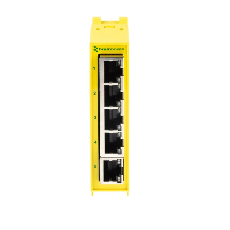 Brainboxes Ethernet Unmanaged 5 Port 100Mbps Network Switch Rack Mount SW-505