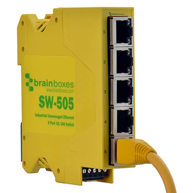 Brainboxes Ethernet Unmanaged 5 Port 100Mbps Network Switch Rack Mount SW-505