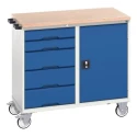 Bott 5 Drawer Wheeled Roller Cabinet Sheet Steel, Blue, 1050mm Length, 550mm Width, 980mm Height 16927121.11