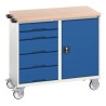 Bott 5 Drawer Wheeled Roller Cabinet Sheet Steel, Blue, 1050mm Length, 550mm Width, 980mm Height 16927121.11