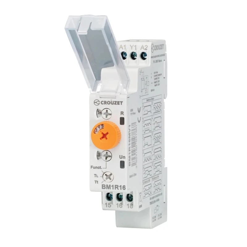 Crouzet Syr-Line Series Multifunction DIN Rail Timer Relay 1-Contact 12 to 240 V AC/DC 0.5 s to 10 Days BM1R16MV1