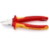 Knipex VDE/1000V Approved Side Cutter 180mm Bi-Metal Handle Vanadium Electric Steel Jaw 70 06 180 T