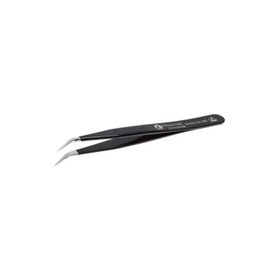 ideal-tek 120mm Stainless Steel Grooved Bent ESD Safe Tweezer SM115.SA.NE.1