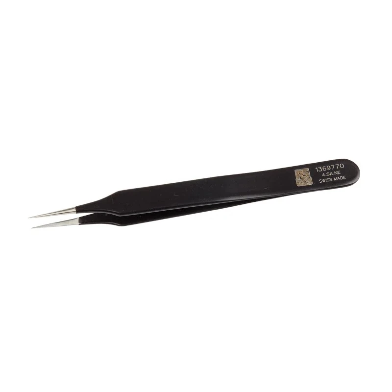 RS PRO 110mm Stainless Steel Extra Fine ESD Safe Tweezer 136-9770