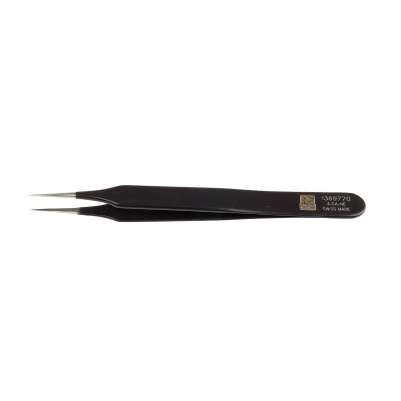 RS PRO 110mm Stainless Steel Extra Fine ESD Safe Tweezer 136-9770