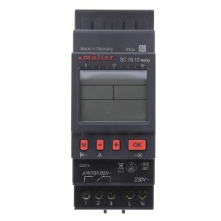 Muller Digital SC 18 DIN Rail Time Switch 230V AC Single Channel Digital Timer SC 18.10 EASY 230V 50-60HZ