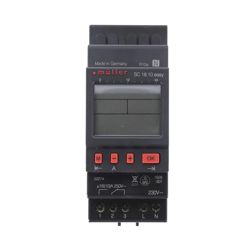 Muller Digital SC 18 DIN Rail Time Switch 230V AC Single Channel Digital Timer SC 18.10 EASY 230V 50-60HZ