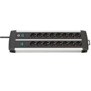 brennenstuhl Premium-Alu-Line 3 m 16 Socket Extension Lead Black Polyvinyl Chloride Jacket IP20 IP20